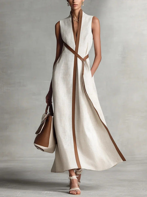 Sleeveless Contrast Trim Maxi Dress