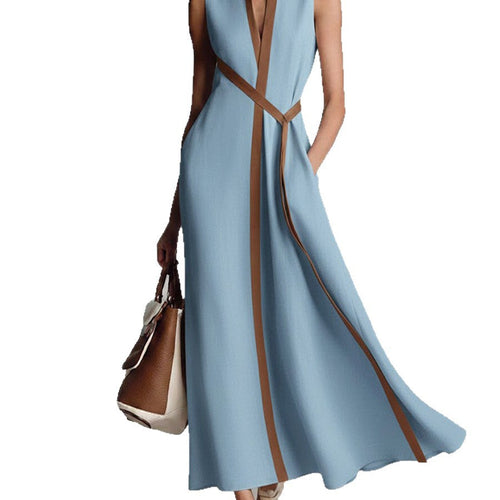 Sleeveless Contrast Trim Maxi Dress