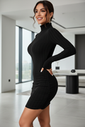 Black Ribbed Bodycon Mini Dress - Advertising
