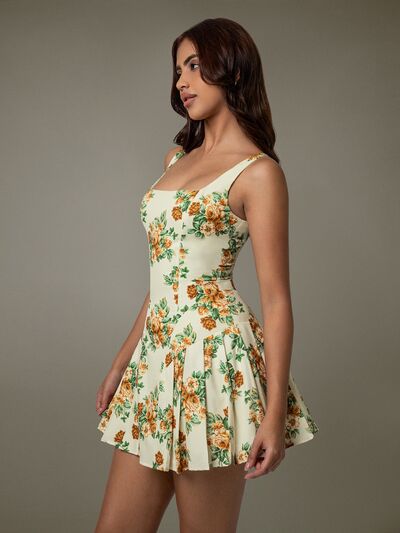 Floral Pleated Mini Dress